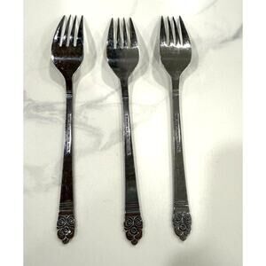 VINTAGE Rogers Co Dinner Forks Set 3 Stainless Korea Floral Replacement Flatware